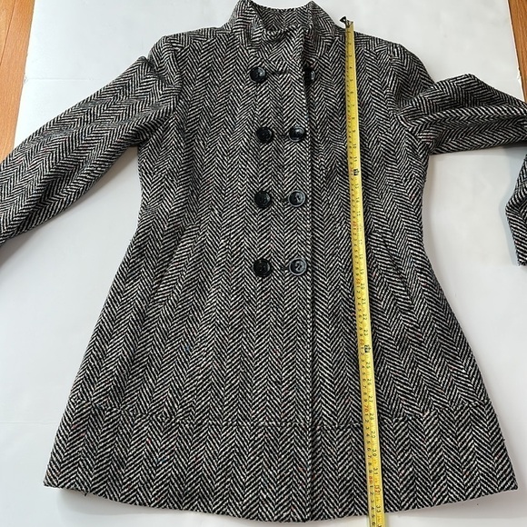 GLO Jeans Black & White Tweed Double Breasted Coat Size Large - Picture 13 of 16